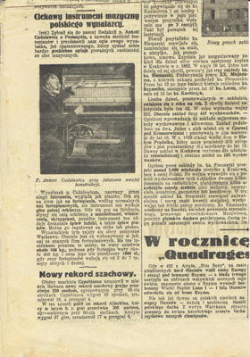 Antoni Cudziewicz "Ciekawy instrument polskiego wynalazcy – Ilustrowany Kurier Codzienny Nr 138  Piątek 20 maja 1932r."
